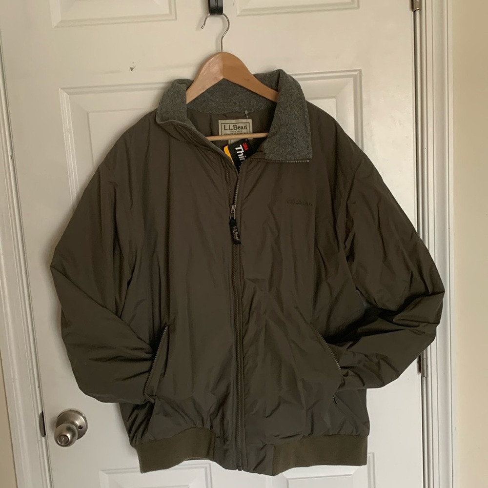 L. L. Bean dark green full zip pocket jacket.